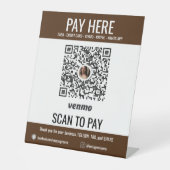 Aangepaste scan om hier QR Code Venmo te betalen Reclamebord Met Voetstuk (Voorkant)