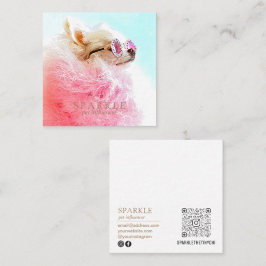 Aangepaste scannable QR Code Photo Notecard Vierkante Visitekaartje (Voorkant / Achterkant)