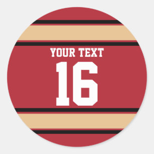 Aangepaste Scarlet- en Gold-sportstripes Ronde Sticker