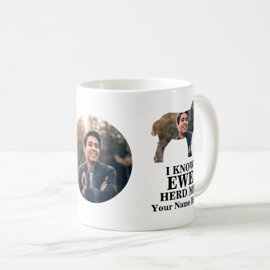 Aangepaste schaapsfoto Ik weet dat we me beroofden Koffiemok (Voorkant rechts)