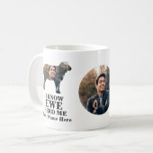 Aangepaste schaapsfoto Ik weet dat we me beroofden Koffiemok (Voorkant links)