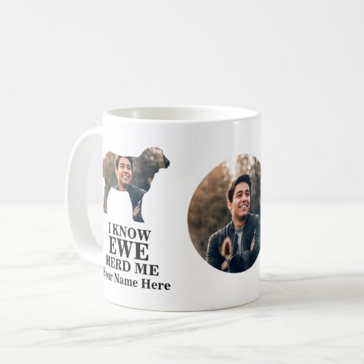 Aangepaste schaapsfoto Ik weet dat we me beroofden Koffiemok (Voorkant links)