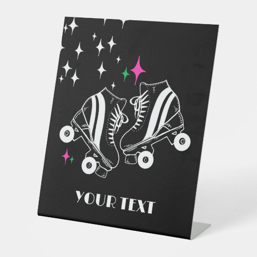 Aangepaste Schaatsen met rolschaatsen Zwarte Disco Reclamebord Met Voetstuk (Voorkant)