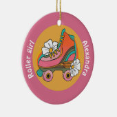 Aangepaste schaatsen omvergooien roze kinder versi keramisch ornament (Rechts)