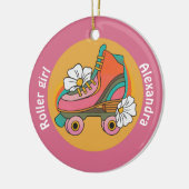 Aangepaste schaatsen omvergooien roze kinder versi keramisch ornament (Links)