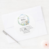 Aangepaste Schattig blauw Teddy Bear Baby shower Ronde Sticker (Envelop)
