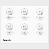 Aangepaste Schattig blauw Teddy Bear Baby shower Ronde Sticker (Vel)