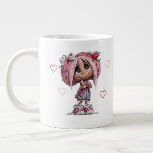 Aangepaste Schattige Aardbeien Meisje Grote Koffiekop