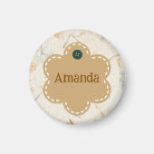 Aangepaste schattige aardse bruine rand in bloemen magneet (Voorkant)