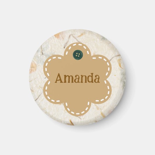 Aangepaste schattige aardse bruine rand in bloemen magneet (Voorkant)