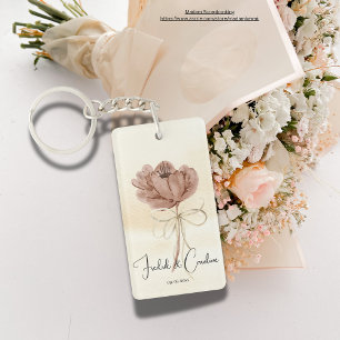 Aangepaste schattige beige toon waterverf bloemenb sleutelhanger