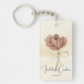 Aangepaste schattige beige toon waterverf bloemenb sleutelhanger (Voorkant)