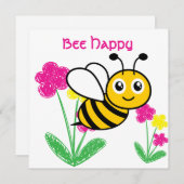 Aangepaste schattige bij gelukkig feestdagenkaart (Voorkant / Achterkant)