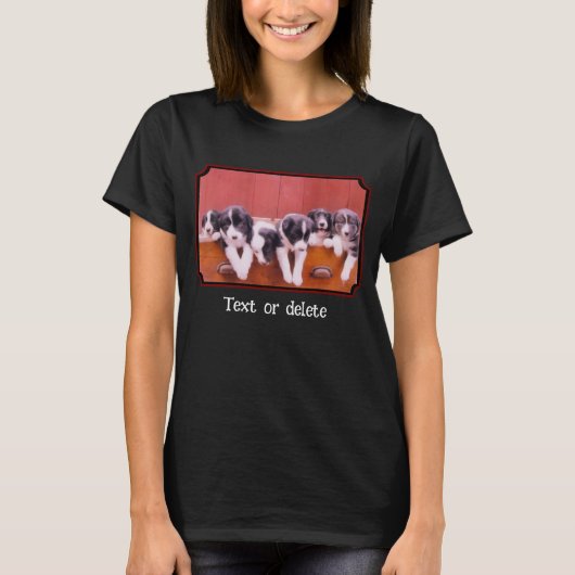 Aangepaste Schattige Border Collie Pups T-shirt (Voorkant)