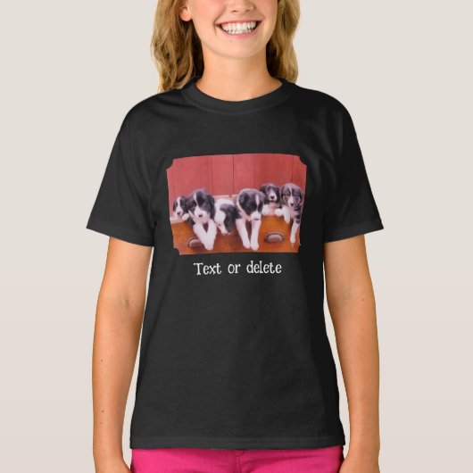 Aangepaste Schattige Border Collie Pups T-shirt (Voorkant)