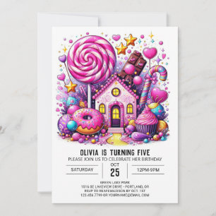 Aangepaste Schattige Candyland Digitale Verjaardag Kaart