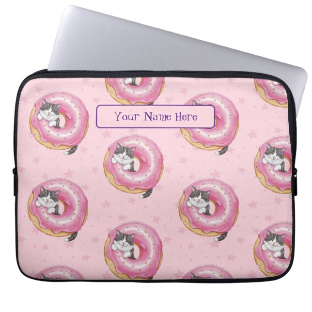 Aangepaste Schattige Cat Pencil Hoesje Accessoirez Laptop Sleeve (Voorkant)