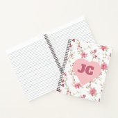 Aangepaste Schattige Chic Love Monogram Roze Bloem Notitieboek (Binnen)