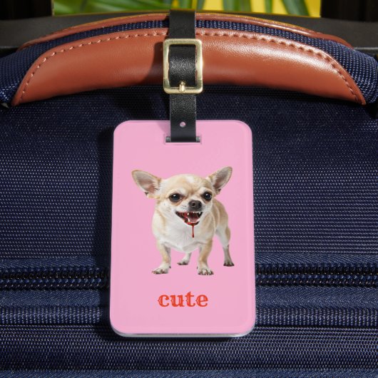 Aangepaste Schattige Chihuahua Aggressief Gemeen G Bagagelabel (Voorkant Insitu 2)