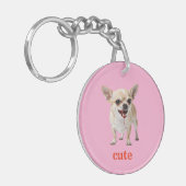 Aangepaste Schattige Chihuahua Aggro Gemeen Gemene Sleutelhanger (Voorkant Links)