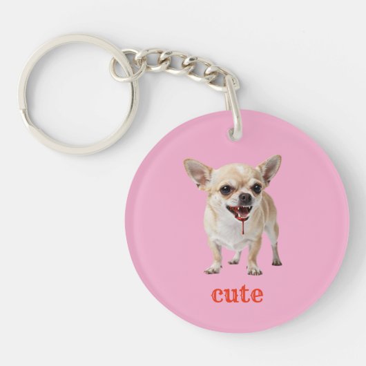 Aangepaste Schattige Chihuahua Aggro Gemeen Gemene Sleutelhanger (Voorkant)