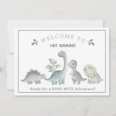 Aangepaste Schattige Dinosaurus Leraar Welkom in G Kaart (Voorkant)