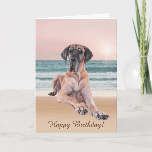 Aangepaste schattige Dog Great Dane zittend op het Kaart (Voorkant)