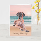 Aangepaste schattige Dog Great Dane zittend op het Kaart (Gele Bloem)