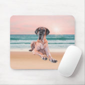Aangepaste schattige Dog Great Dane zittend op het Muismat (Met muis)