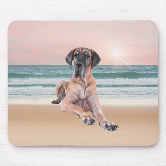 Aangepaste schattige Dog Great Dane zittend op het Muismat (Voorkant)