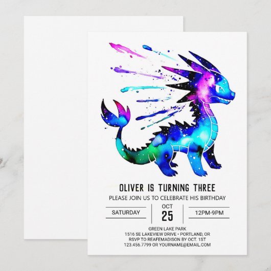 Aangepaste Schattige Dragon Digital Boy Verjaardag Kaart (Voorkant / Achterkant)