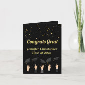 Aangepaste Schattige Elegant Zwart en Goud Afstude Kaart (Voorkant)