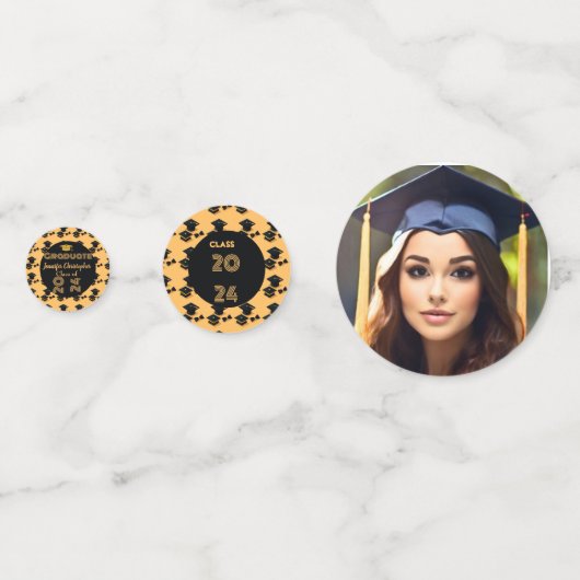 Aangepaste schattige foto Script Zwart & Geel Afst Confetti (Achterkanten)