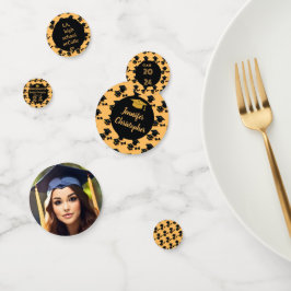 Aangepaste schattige foto Script Zwart & Geel Afst Confetti