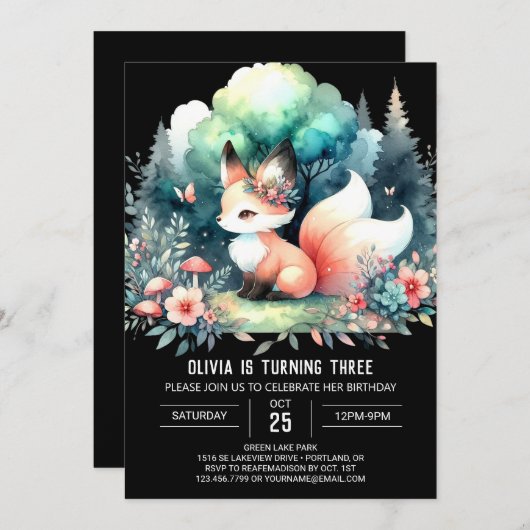 Aangepaste Schattige Fox Verjaardag digitaal Kaart (Voorkant / Achterkant)