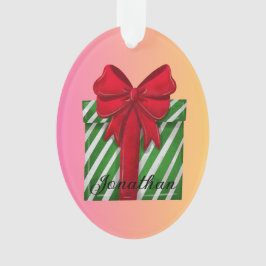 Aangepaste schattige gestripte kerstdoos Modern Ornament