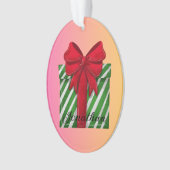 Aangepaste schattige gestripte kerstdoos Modern Ornament (voorkant)