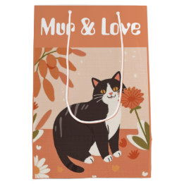 Aangepaste schattige glimlachende kat met Mur & Lo Medium Cadeauzakje
