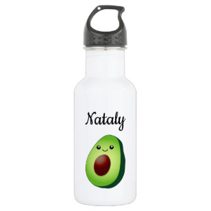 Aangepaste, schattige, groene avocado-cartoon waterfles 