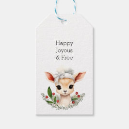 Aangepaste Schattige Herten Happy Joyous Gratis Ke Cadeaulabel