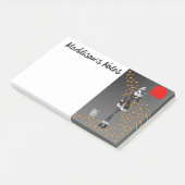 Aangepaste Schattige Hondenuitlater Herfstbladeren Post-it® Notes (Schuin)