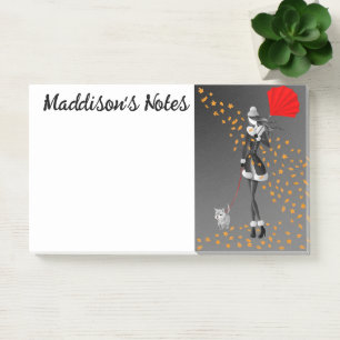 Aangepaste Schattige Hondenuitlater Herfstbladeren Post-it® Notes