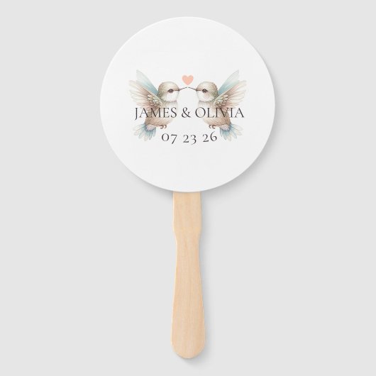 Aangepaste Schattige Hummingbird bruiloft Handwaaier (Voorkant)