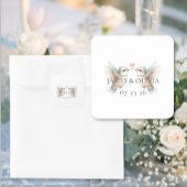 Aangepaste Schattige Hummingbird Heart Wedding Vierkante Sticker