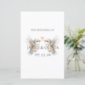 Aangepaste Schattige Hummingbird Wedding Program (Staand voorkant)