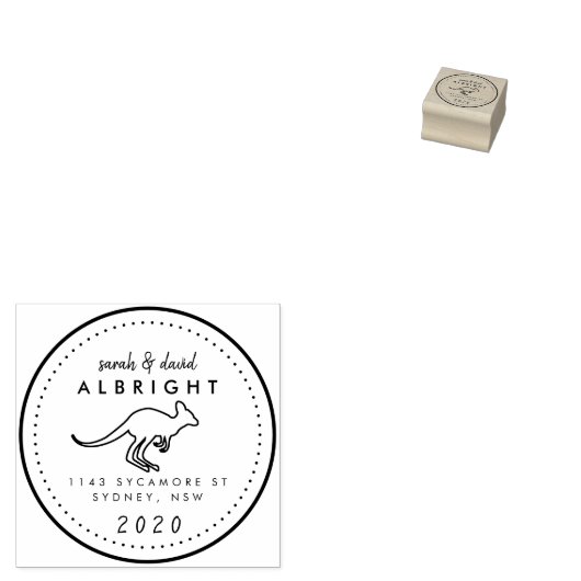 Aangepaste schattige kangoeroe lijn tekening retou rubberstempel (Gestempeld)