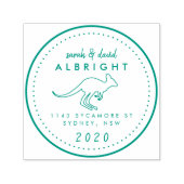 Aangepaste schattige kangoeroe lijn tekening retou  zelfinktende stempel (Design)