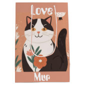 Aangepaste Schattige Kat met Mur en Liefde Medium Cadeauzakje (Achterkant)