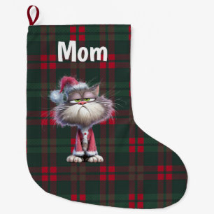 Aangepaste schattige kerstman kat Kerstmis Grote Kerstsok