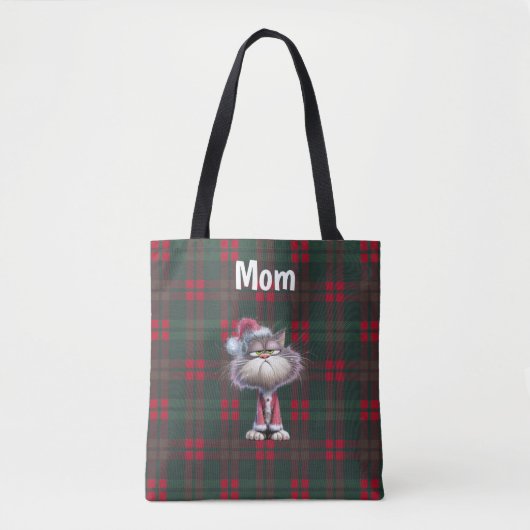 Aangepaste schattige kerstman kat Kerstmis  Tote Bag (Voorkant)